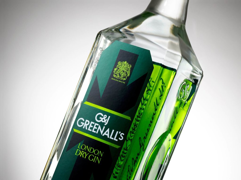 Greenall's Dry Gin bottle detail
