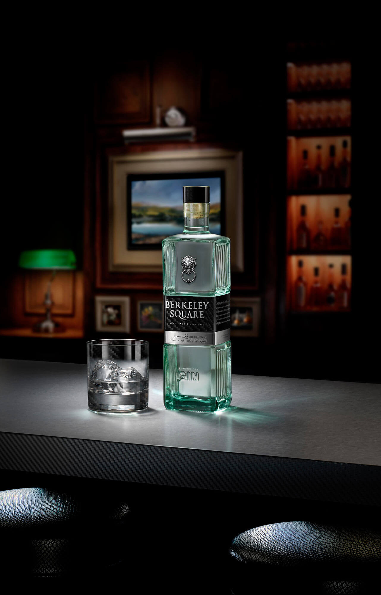 Premium gin shot in London photography studio by drinks photographer Warren Ryley