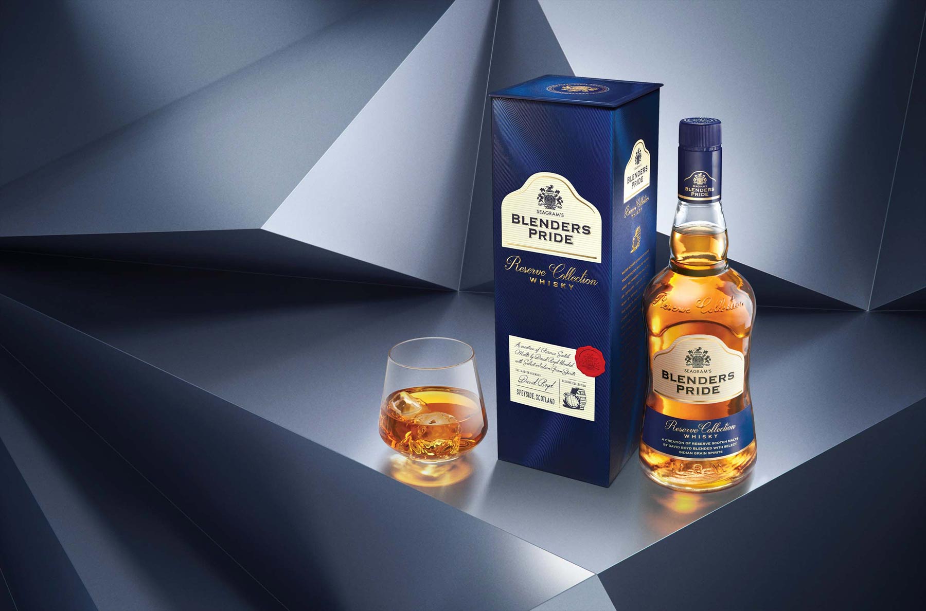 Blenders Pride Whisky product advertising photography by drinks photographer Warren Ryley
