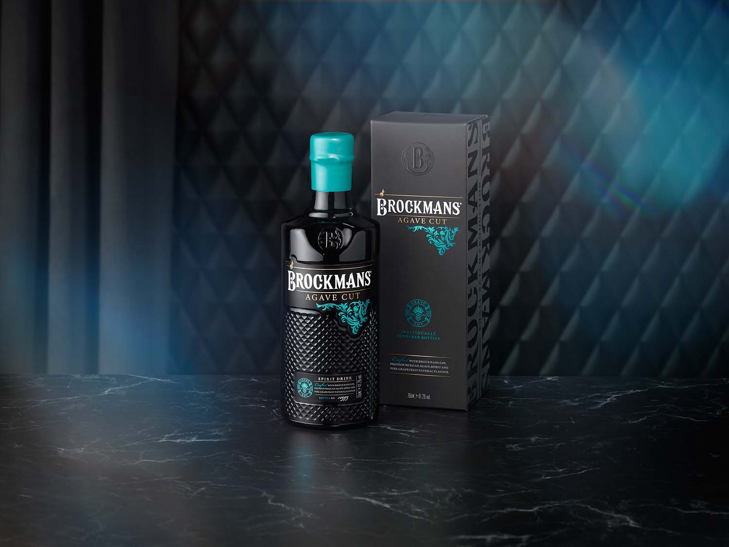 Brockmans Agave Cut gin bottle advertisng photography in London studio