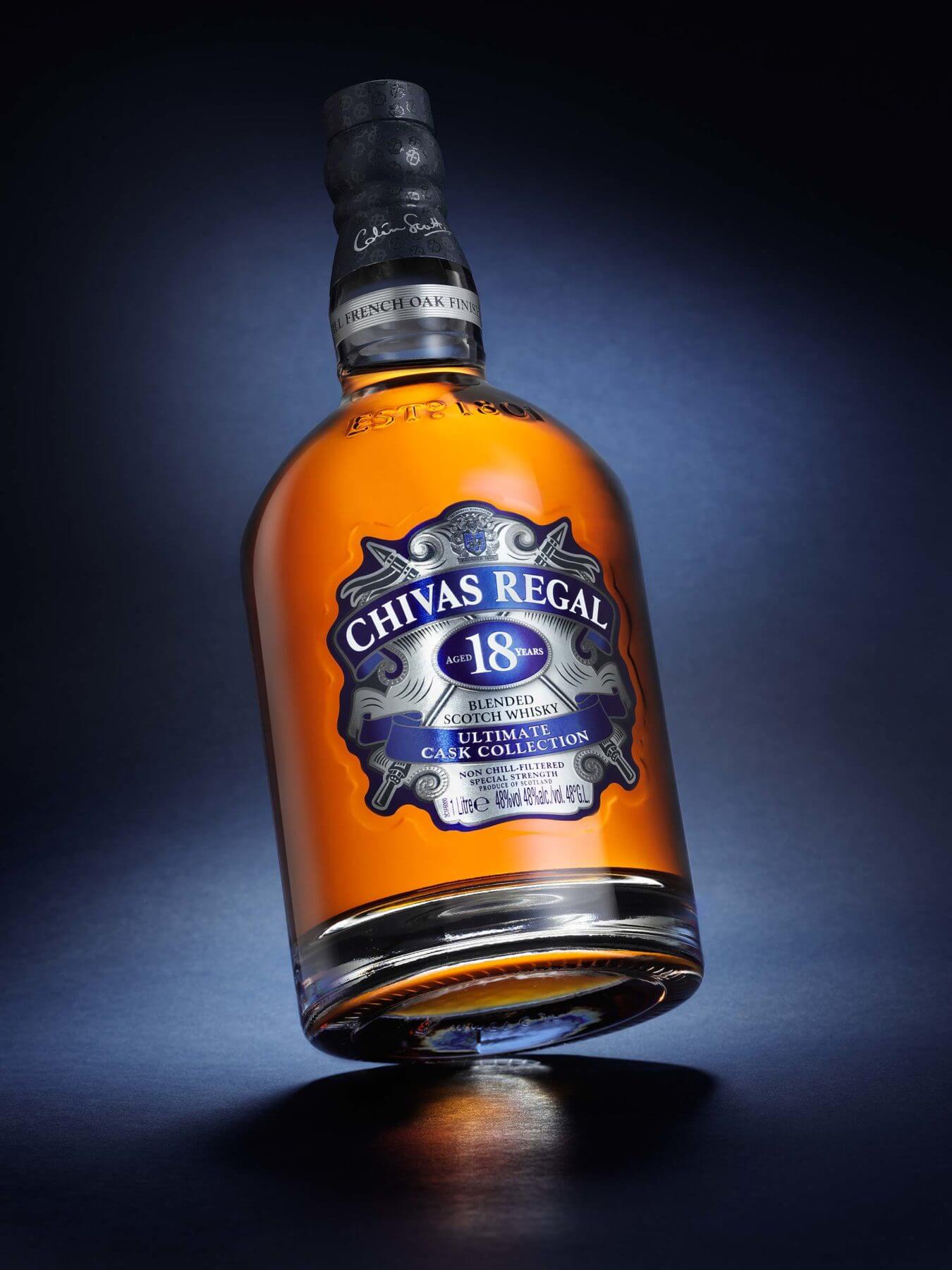 Chivas Regal 18 bottle advertising photography by London drinks photographer Warren Ryley