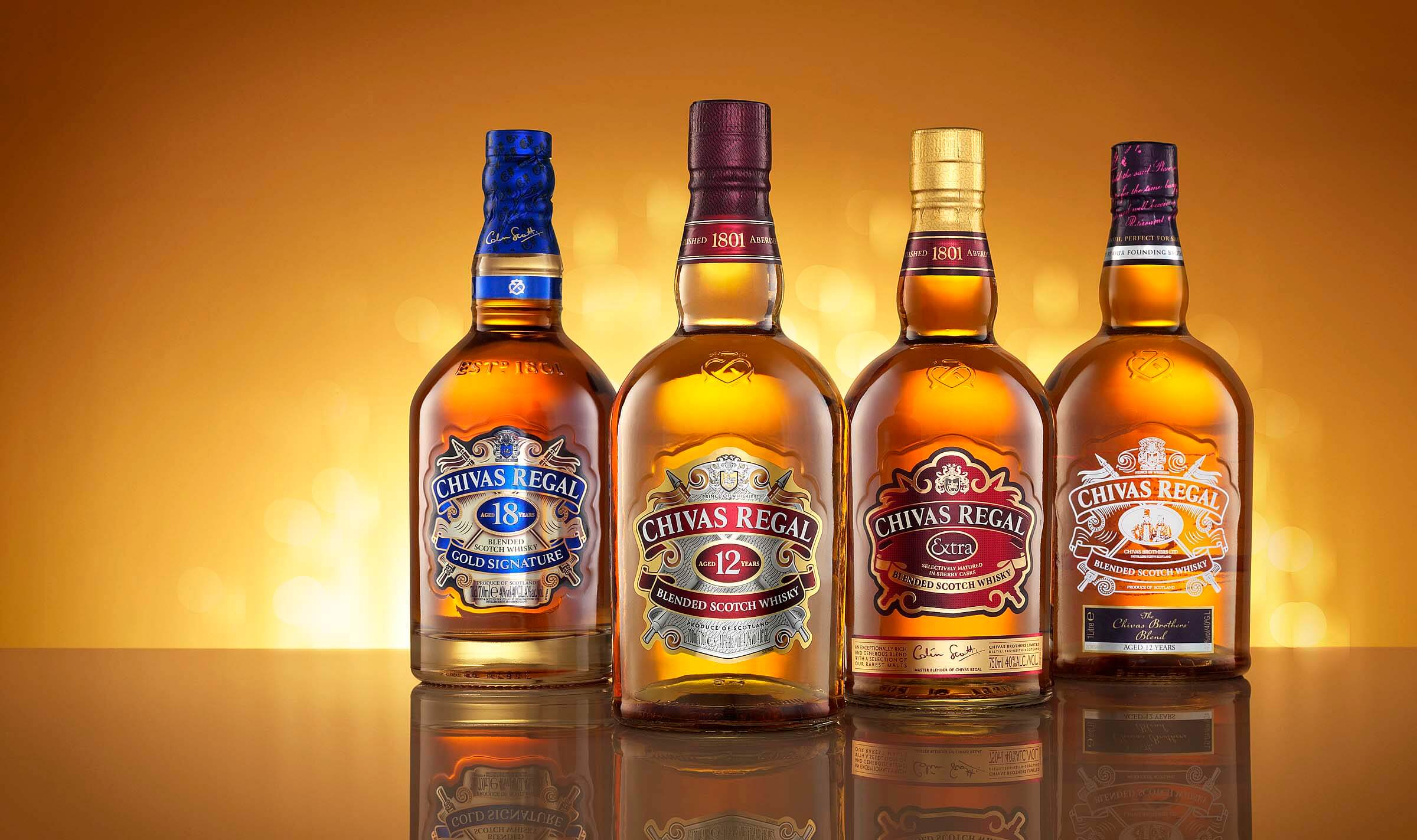 Chivas Regal whisky bottles advertising photography by London based drinks photographer Warren Ryley