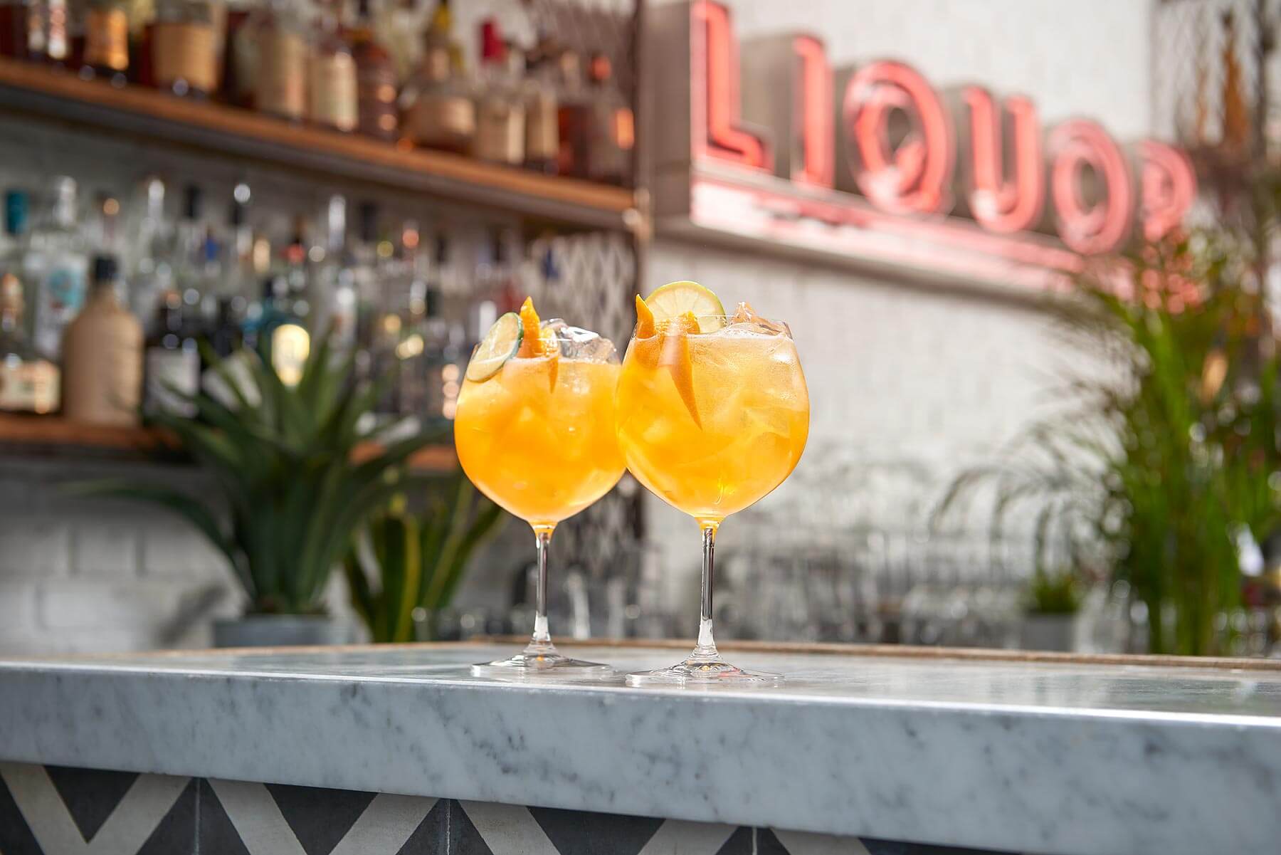 Cocktails on a bar top photographed on location by London drinks photographer WarrenRyley
