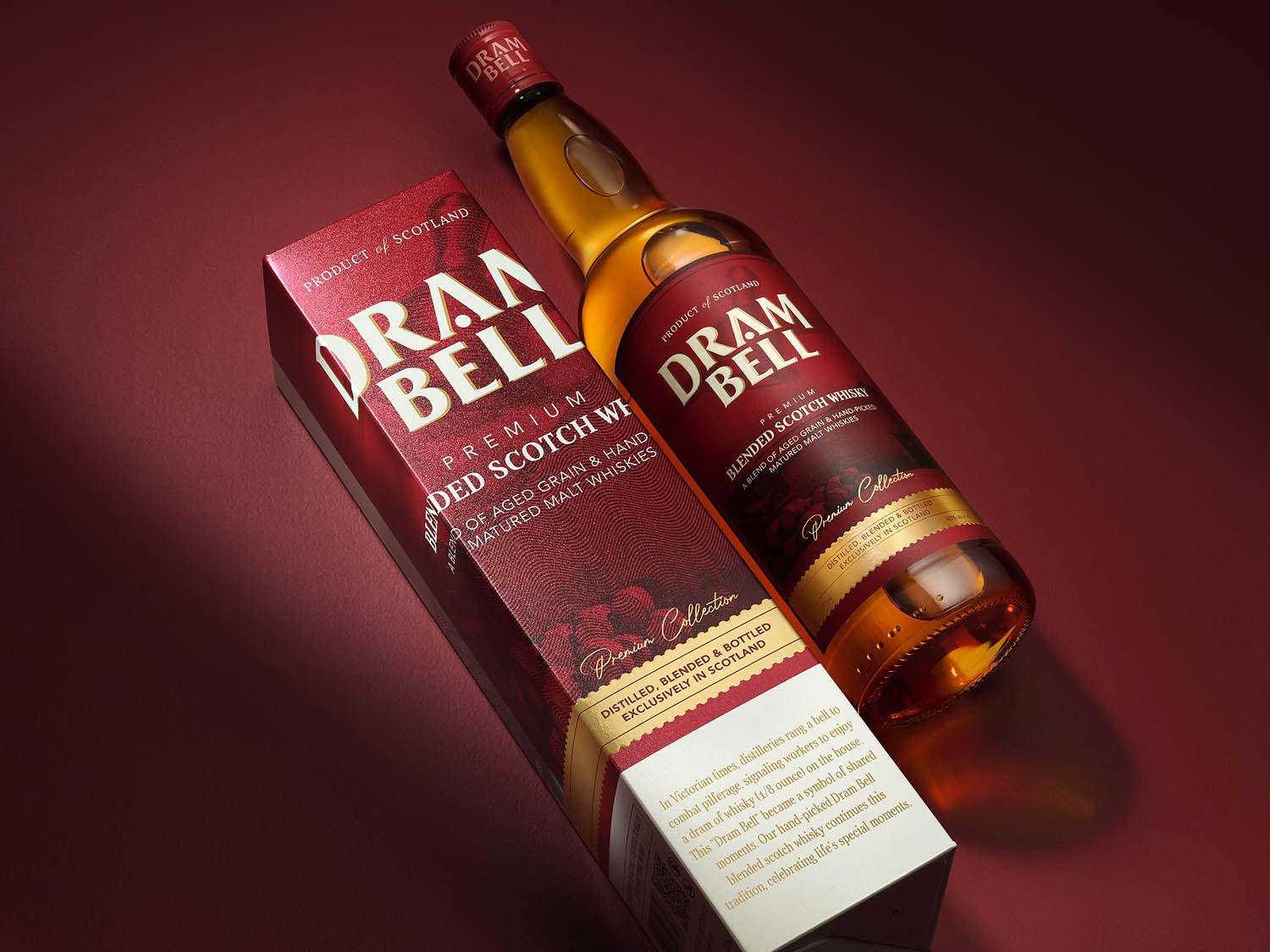 Dram Bell Whisky bottle advertising by London drinks photographer Warren Ryley