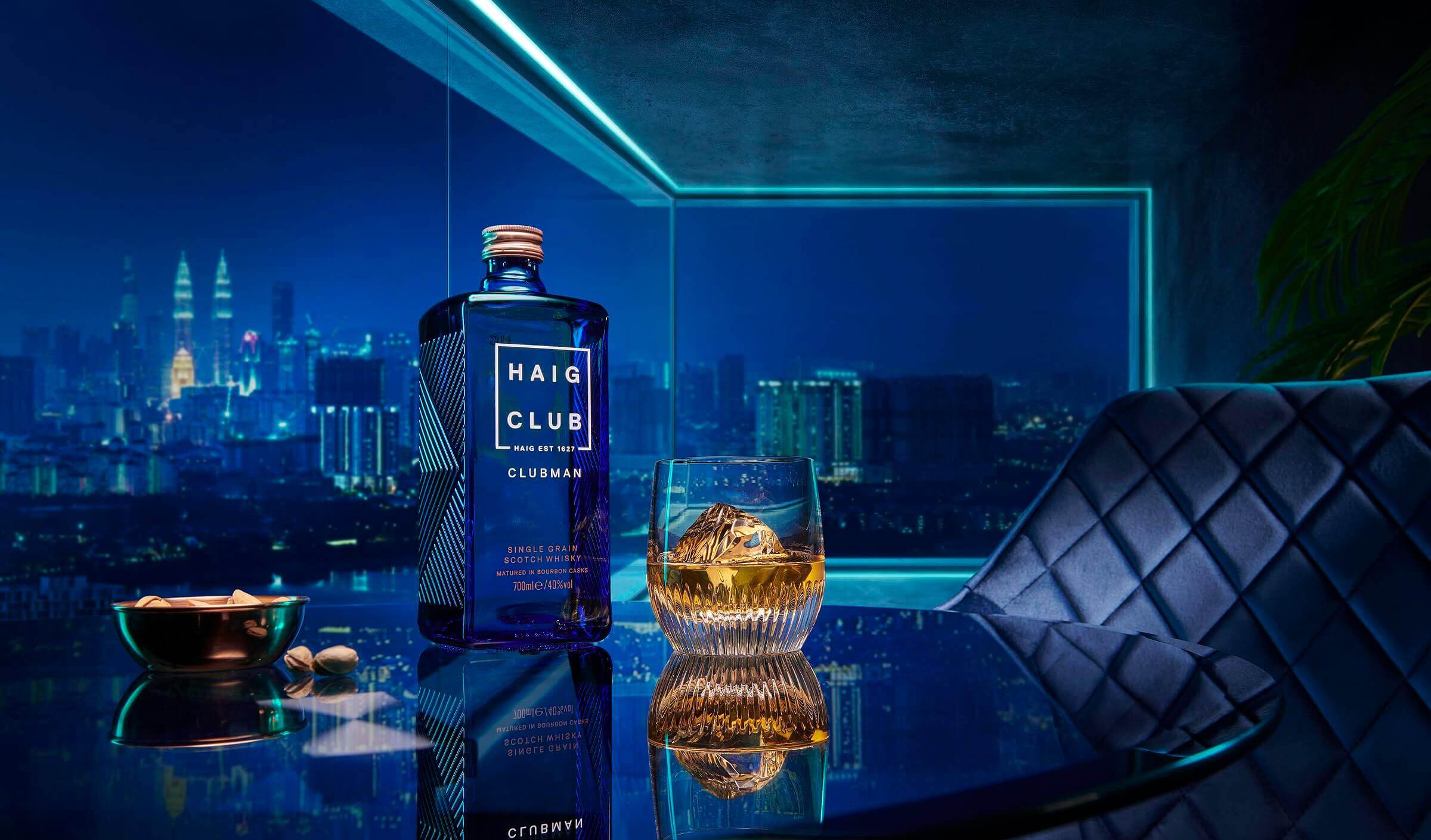 Haig Club whisky bottle advertising photography by London drinks photographer Warren Ryley