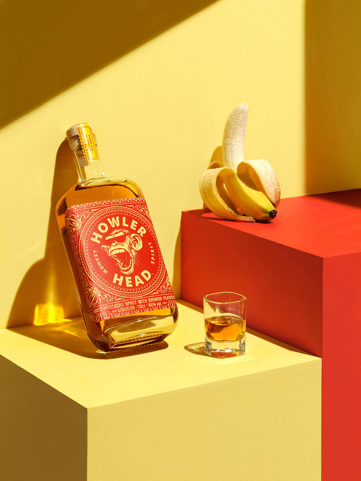 Howler Head bourbon graphic style product photography by London drinks photographer Warren Ryley
