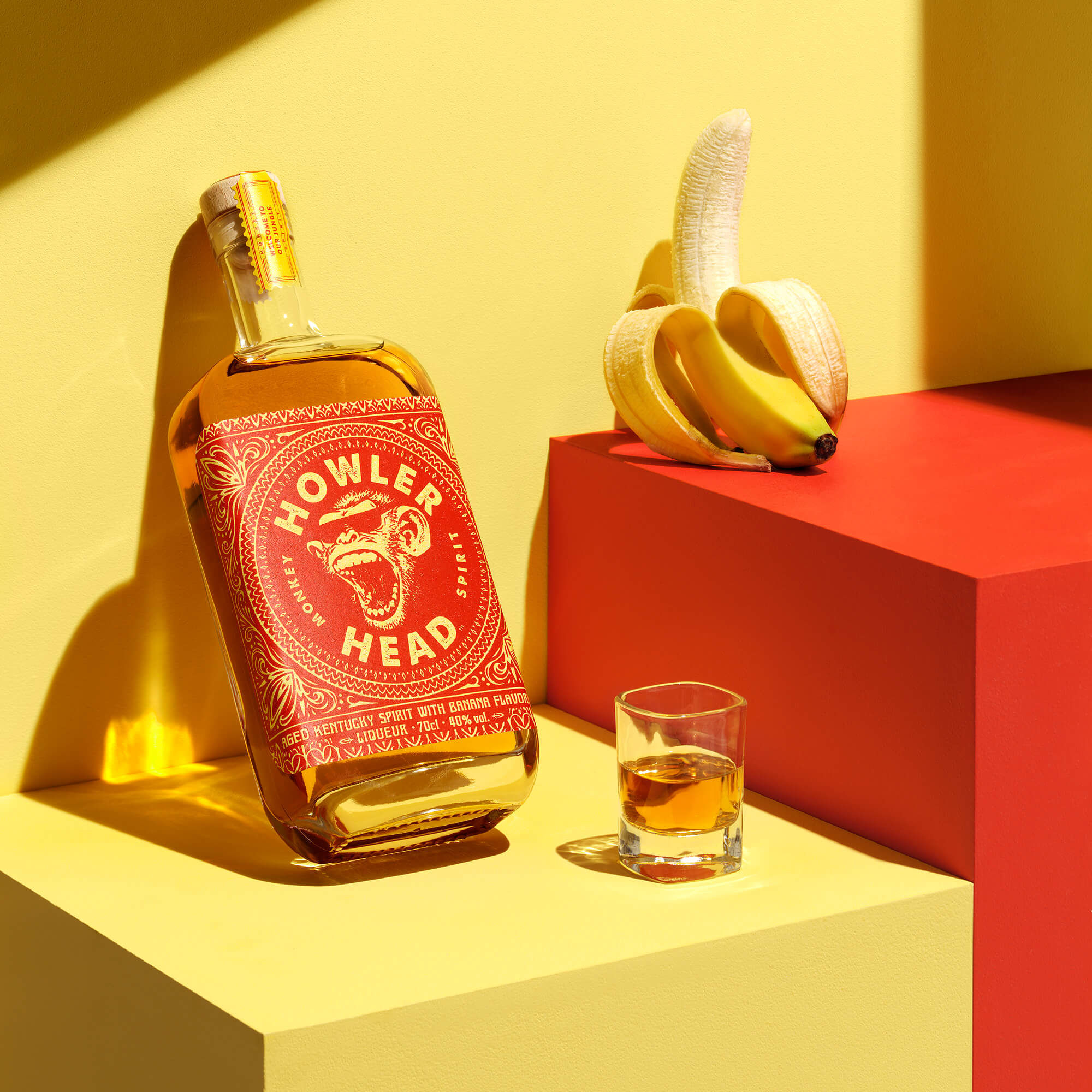Howler Head bourbon graphic style product photography by London drinks photographer Warren Ryley