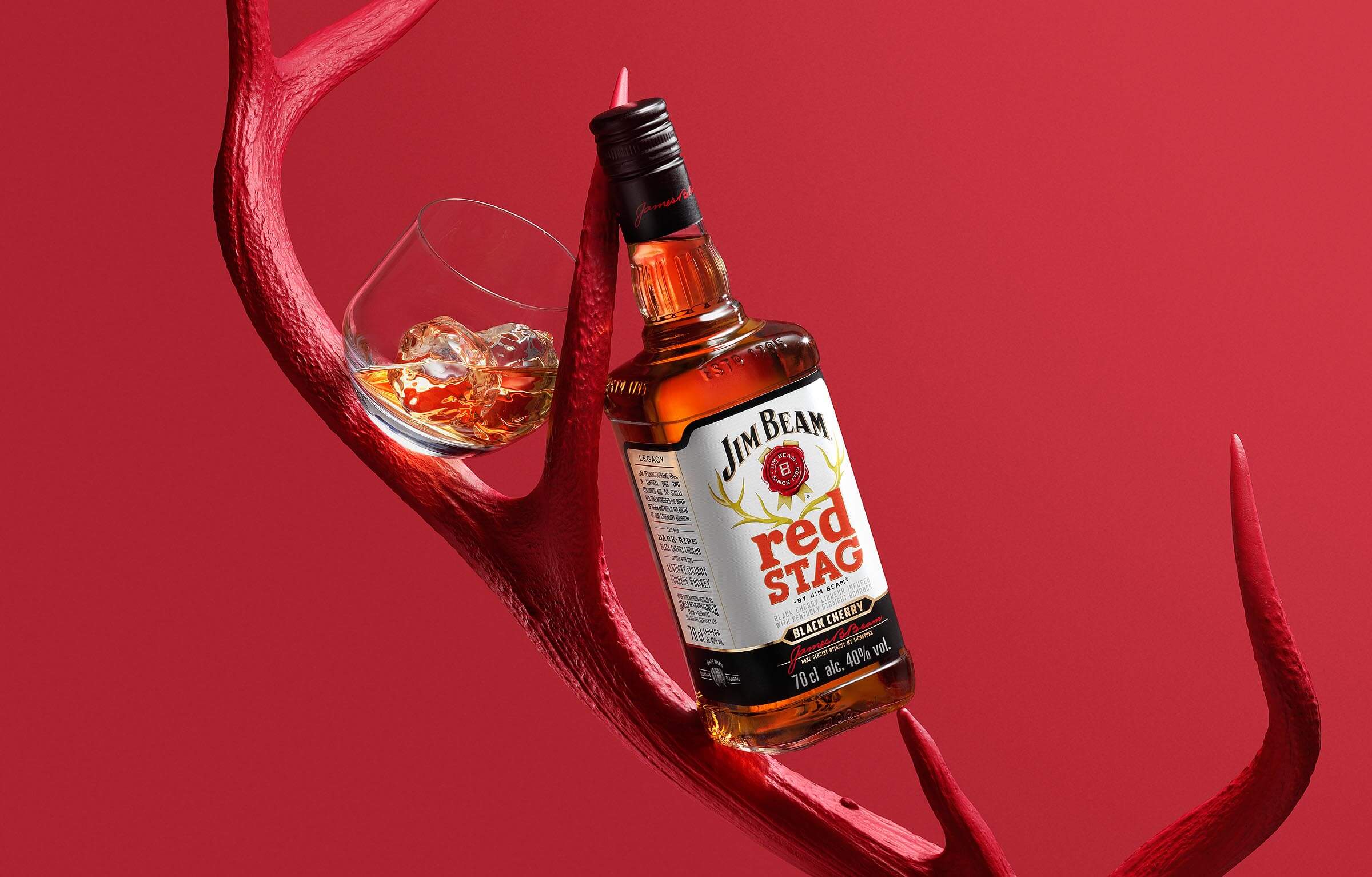 Jim Beam Red Stag bottle advertising photography by London drinks photographer Warren Ryley