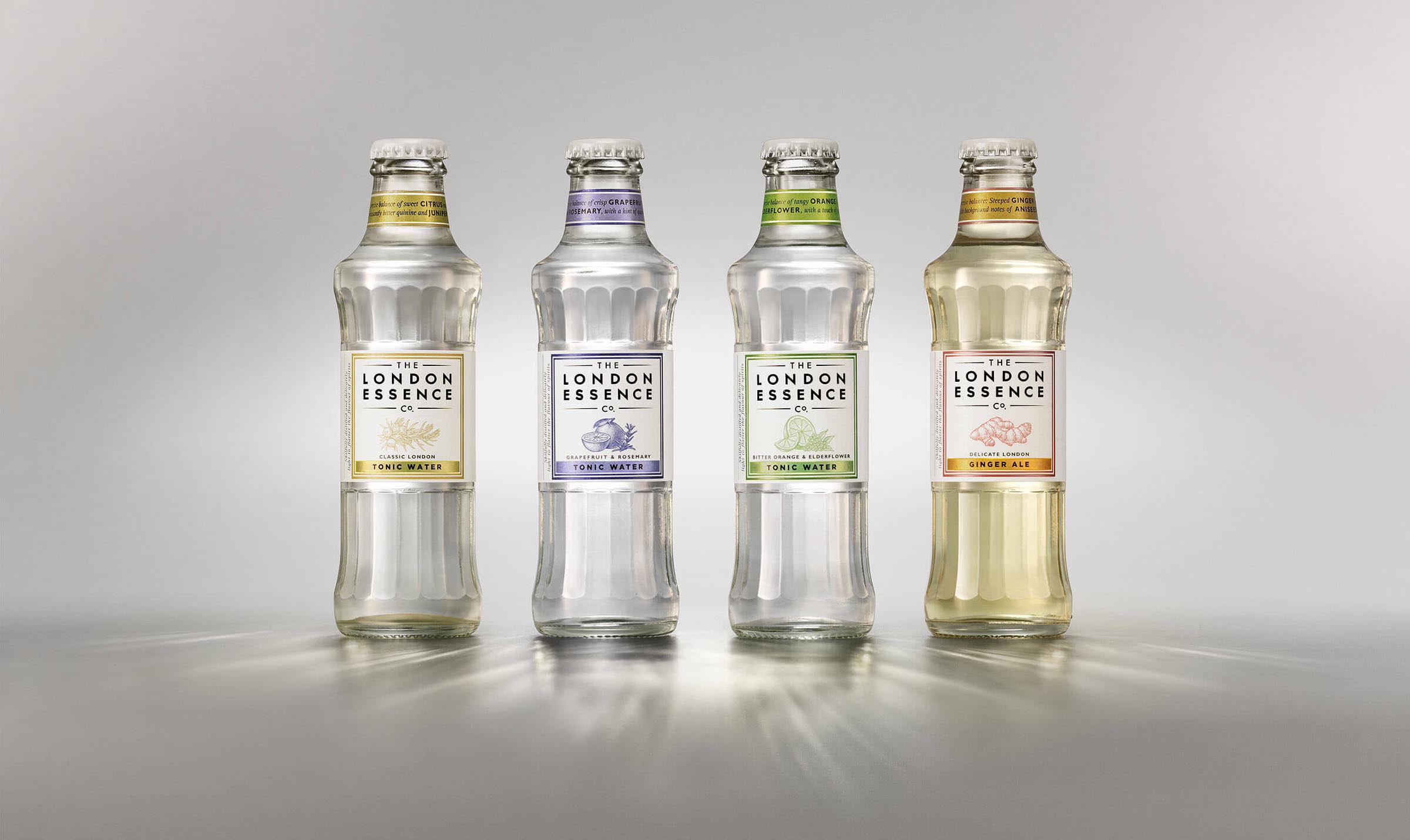 Group of London Essence Company tonic flavours by London based drinks photographer Warren Ryley