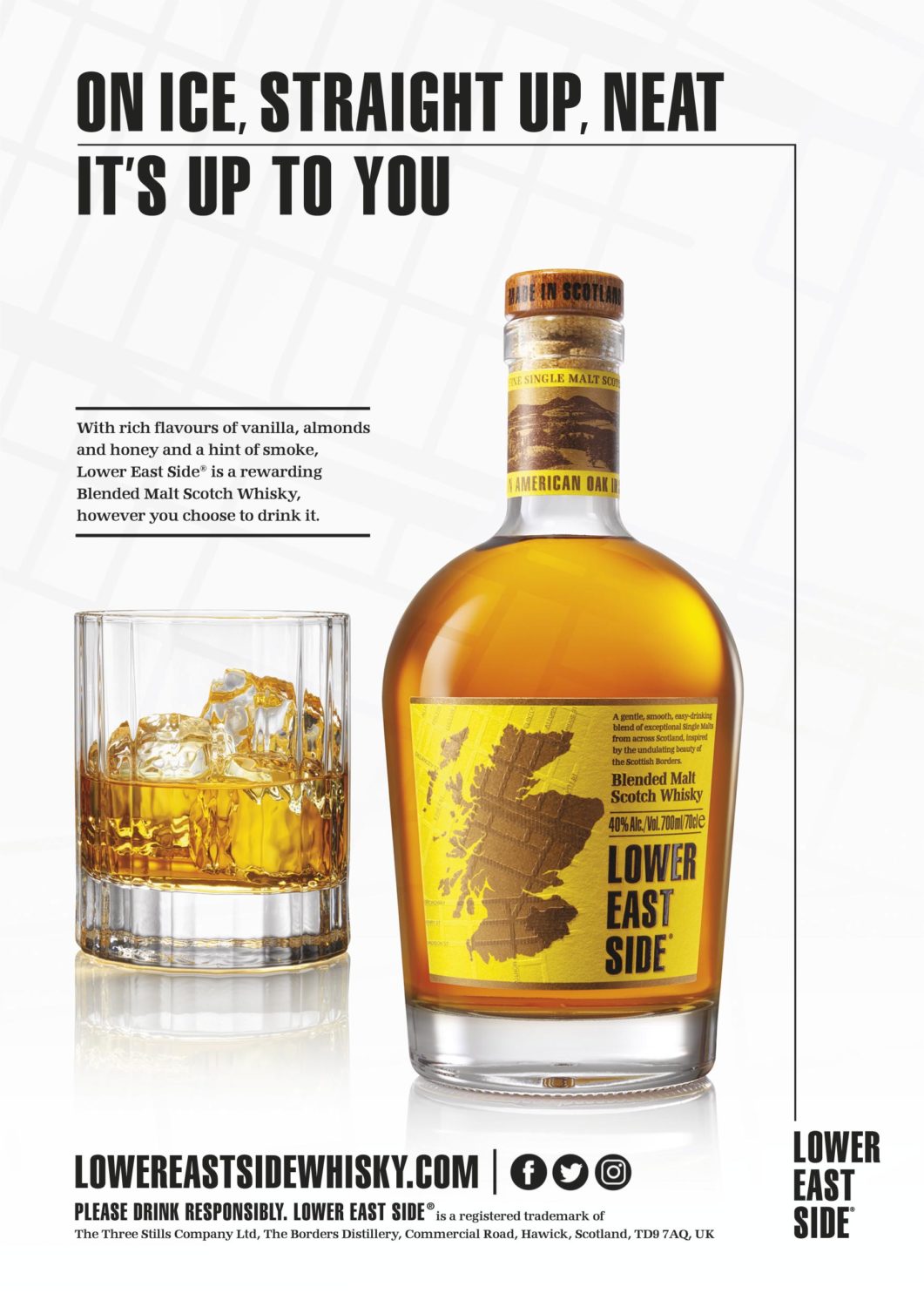 Lower East Side whisky bottle with serve photographed by London drinks photographer Warren Ryley