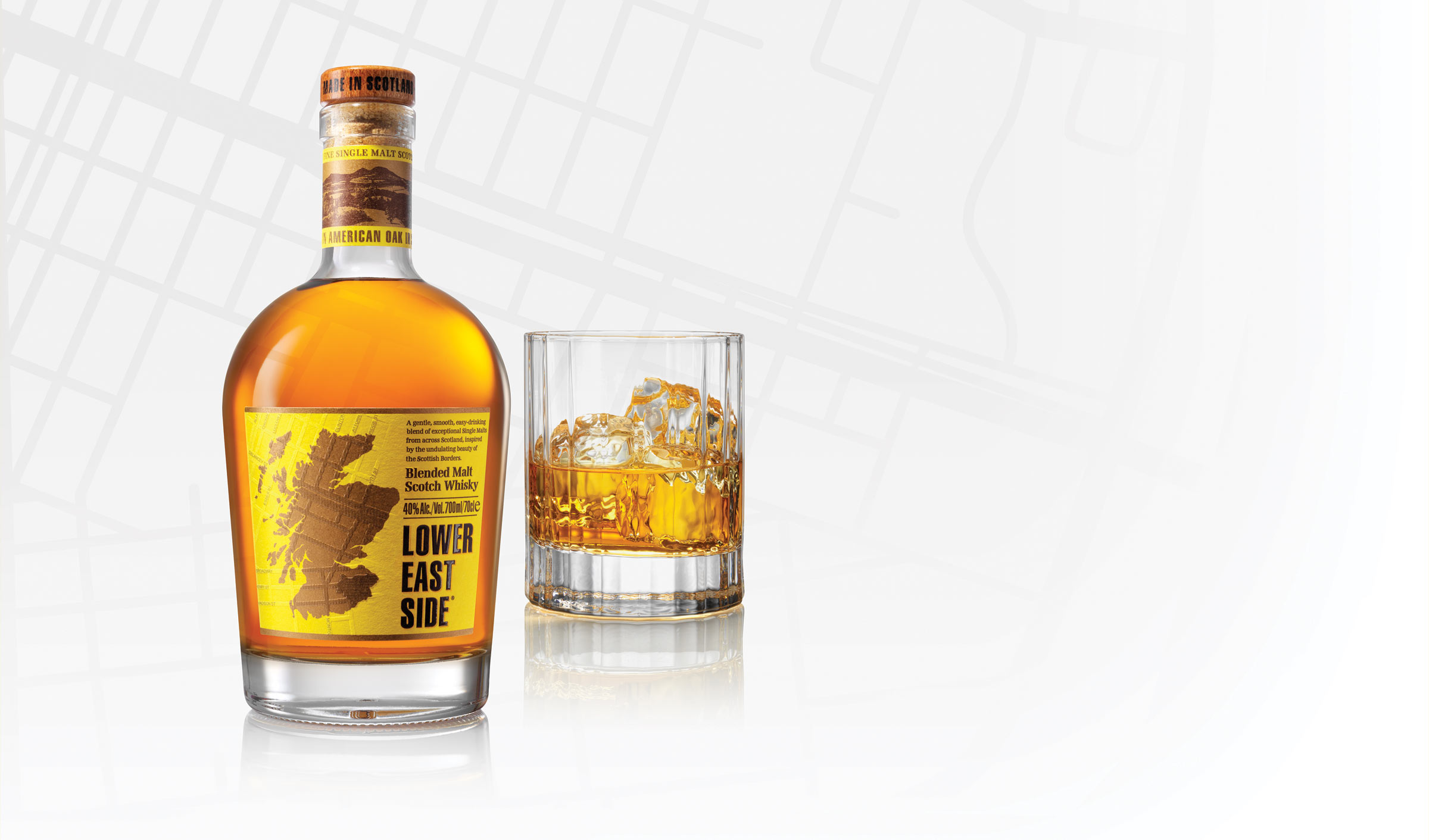 Lower East Side whisky bottle with serve photographed by London drinks photographer Warren Ryley