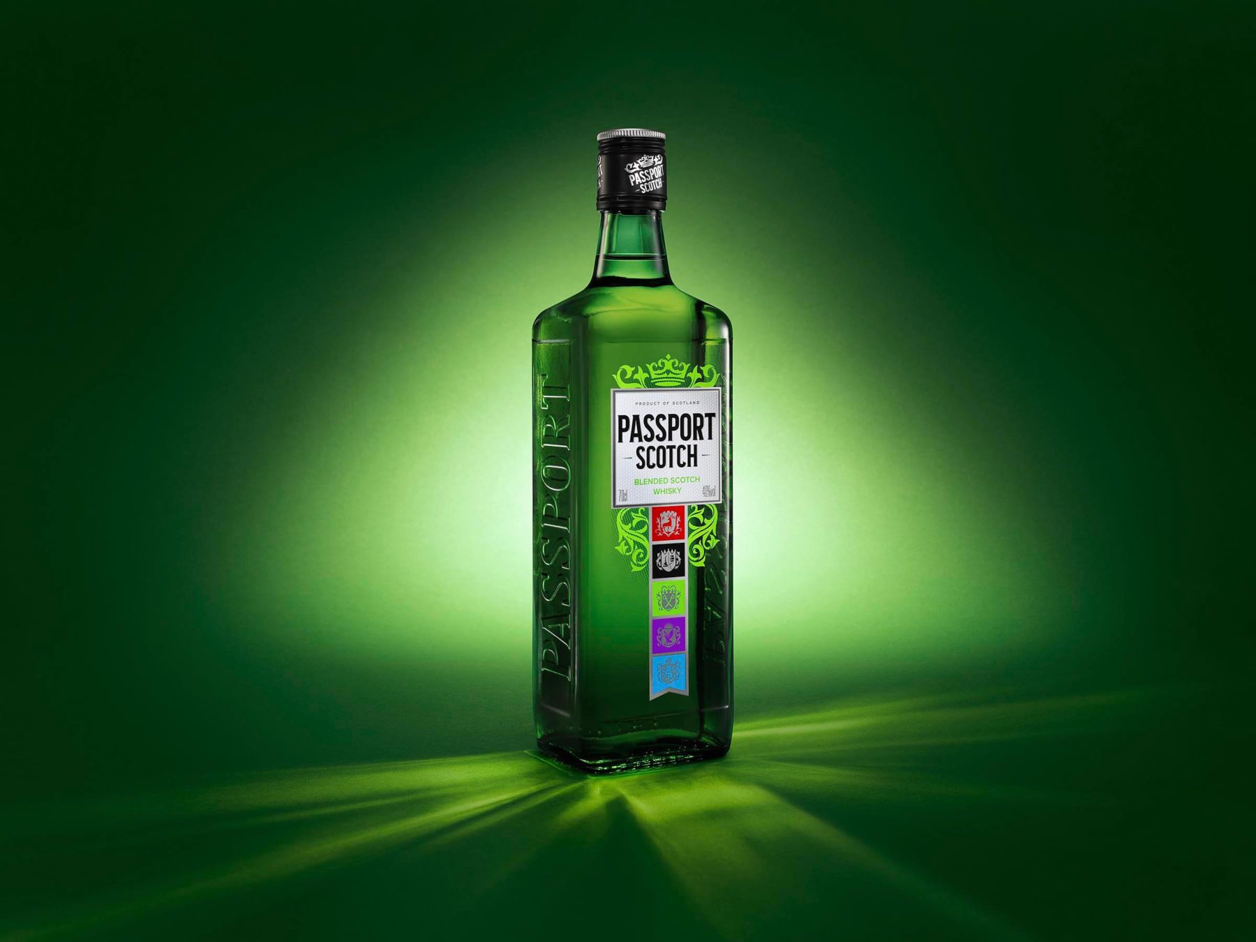 Passport Scotch bottle advertising photography by London based drinks photographer Warren Ryley