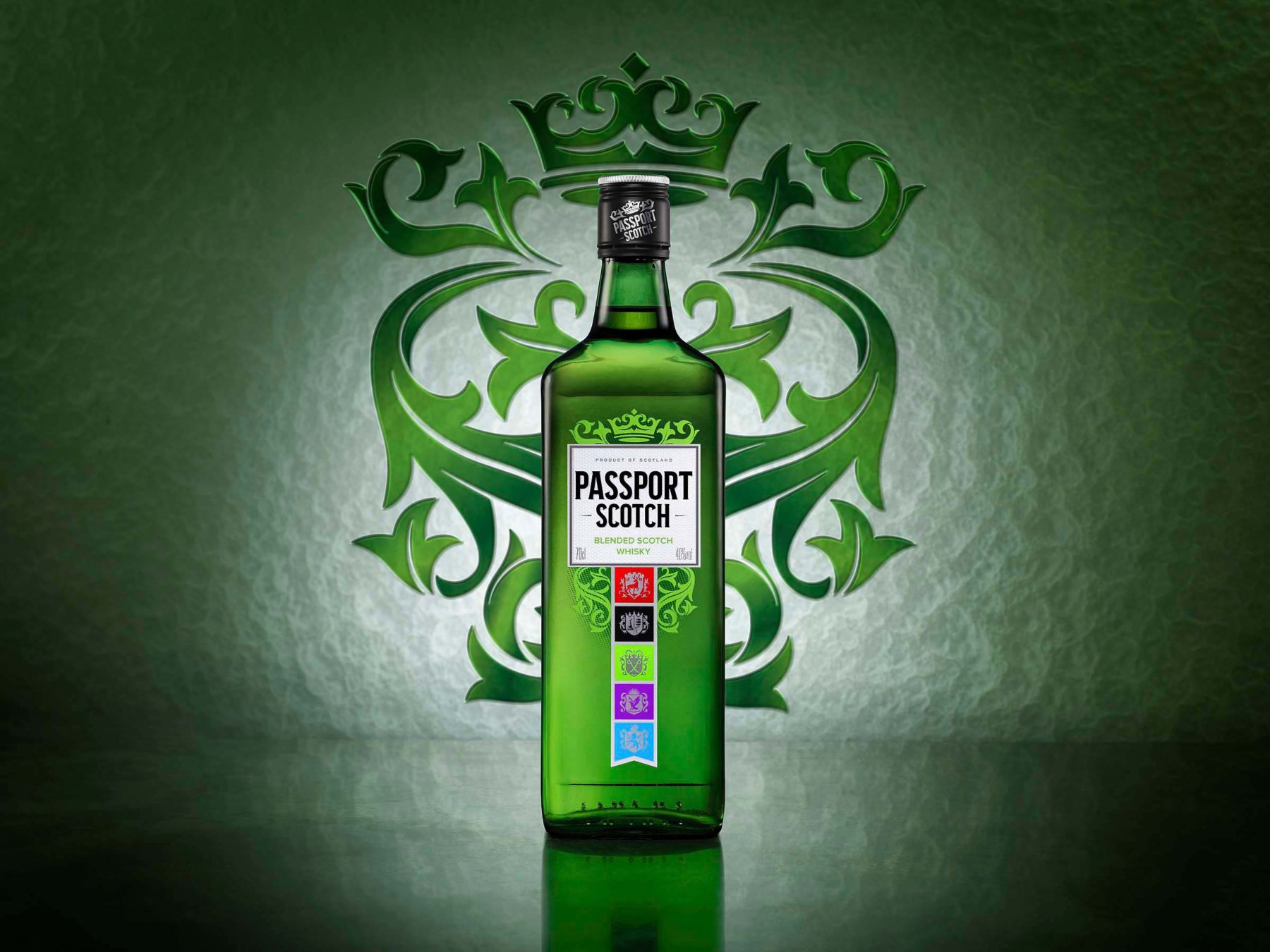 Passport Scotch bottle advertising photography by London based drinks photographer Warren Ryley