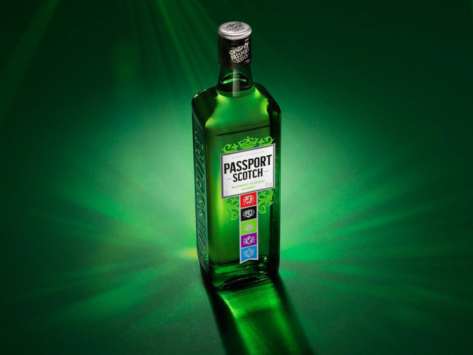 Passport Scotch bottle advertising photography by London based drinks photographer Warren Ryley