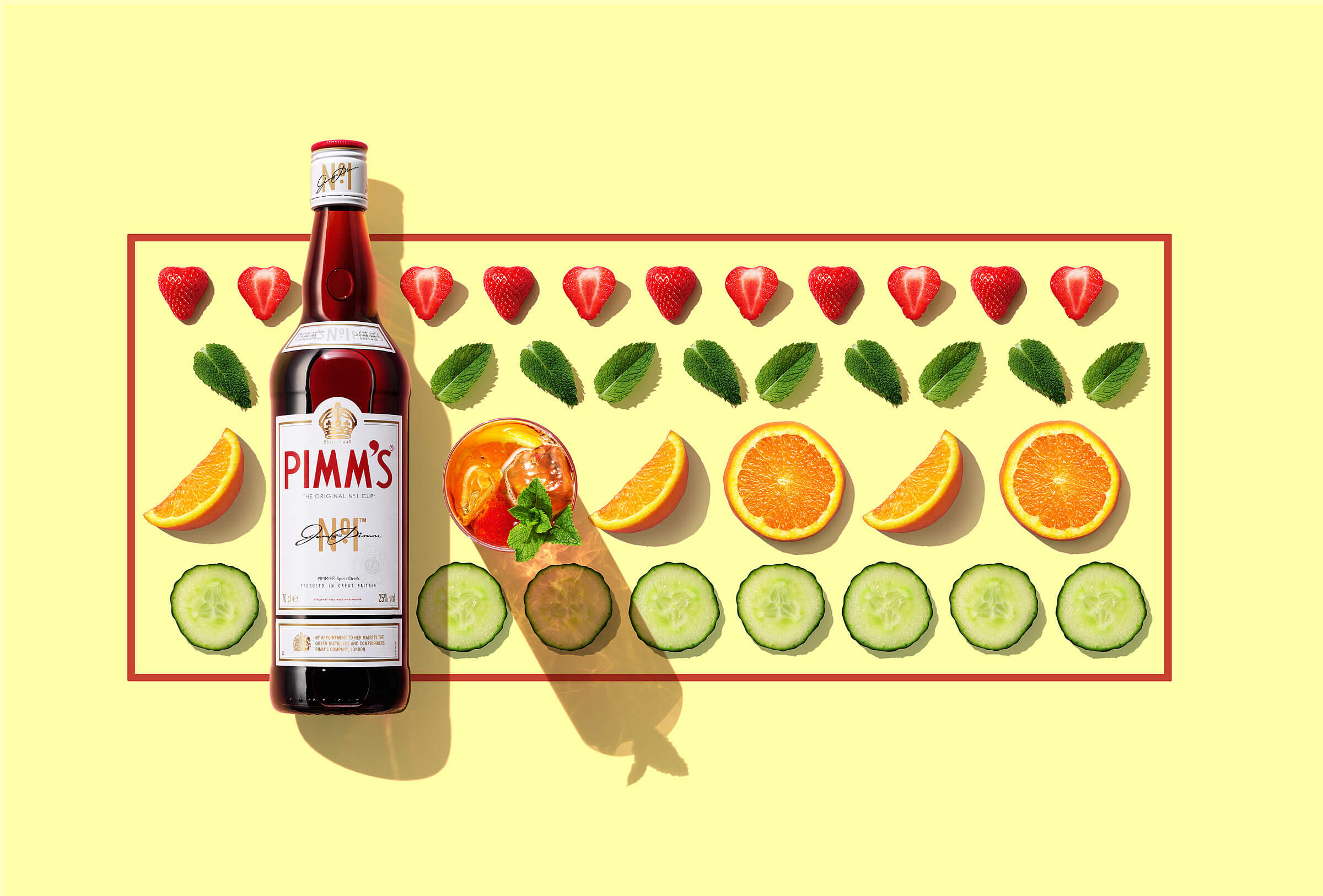 Pimm's bottle advertising by London based drinks photographer Warren Ryley