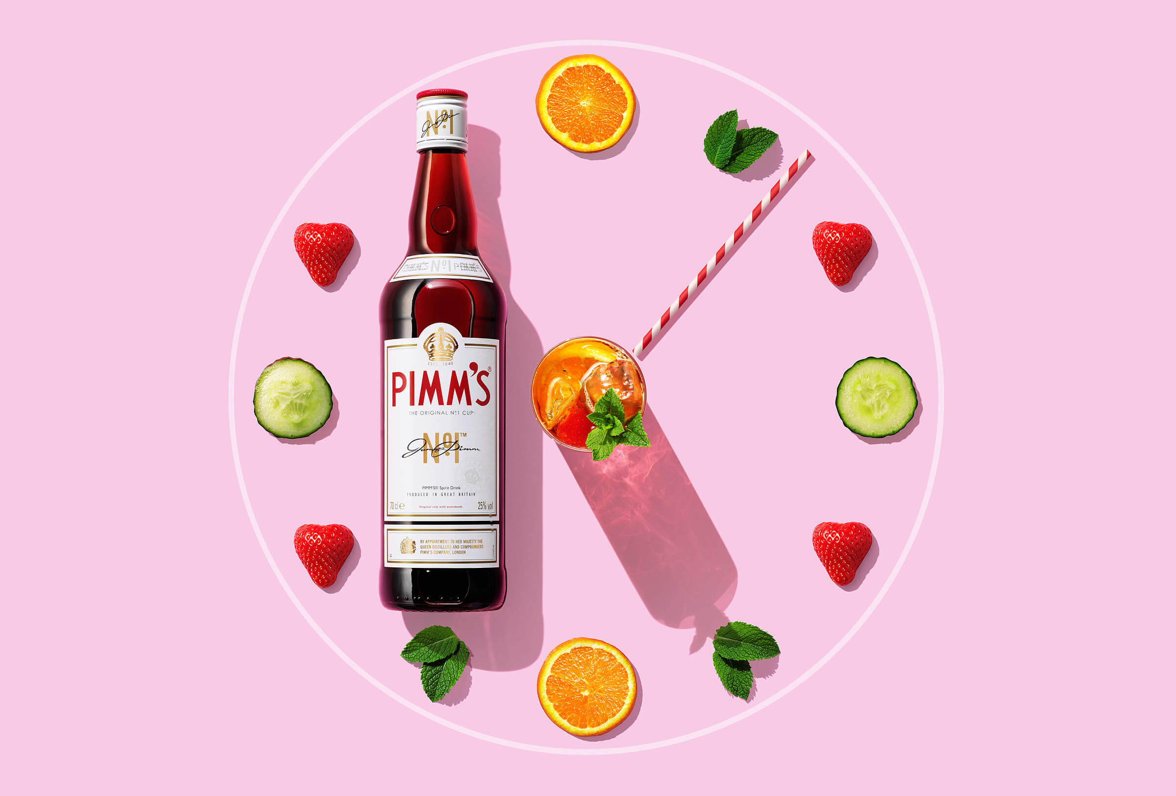 Pimm's bottle advertising by London based drinks photographer Warren Ryley