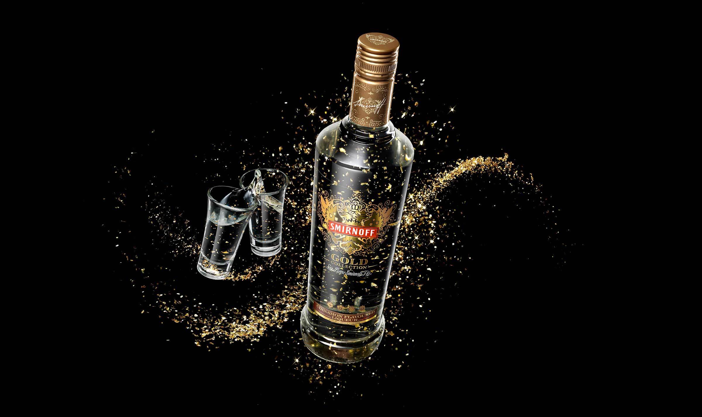 Smirnoff Gold Vodka advertising photography by London based drinks photographer Warren Ryley