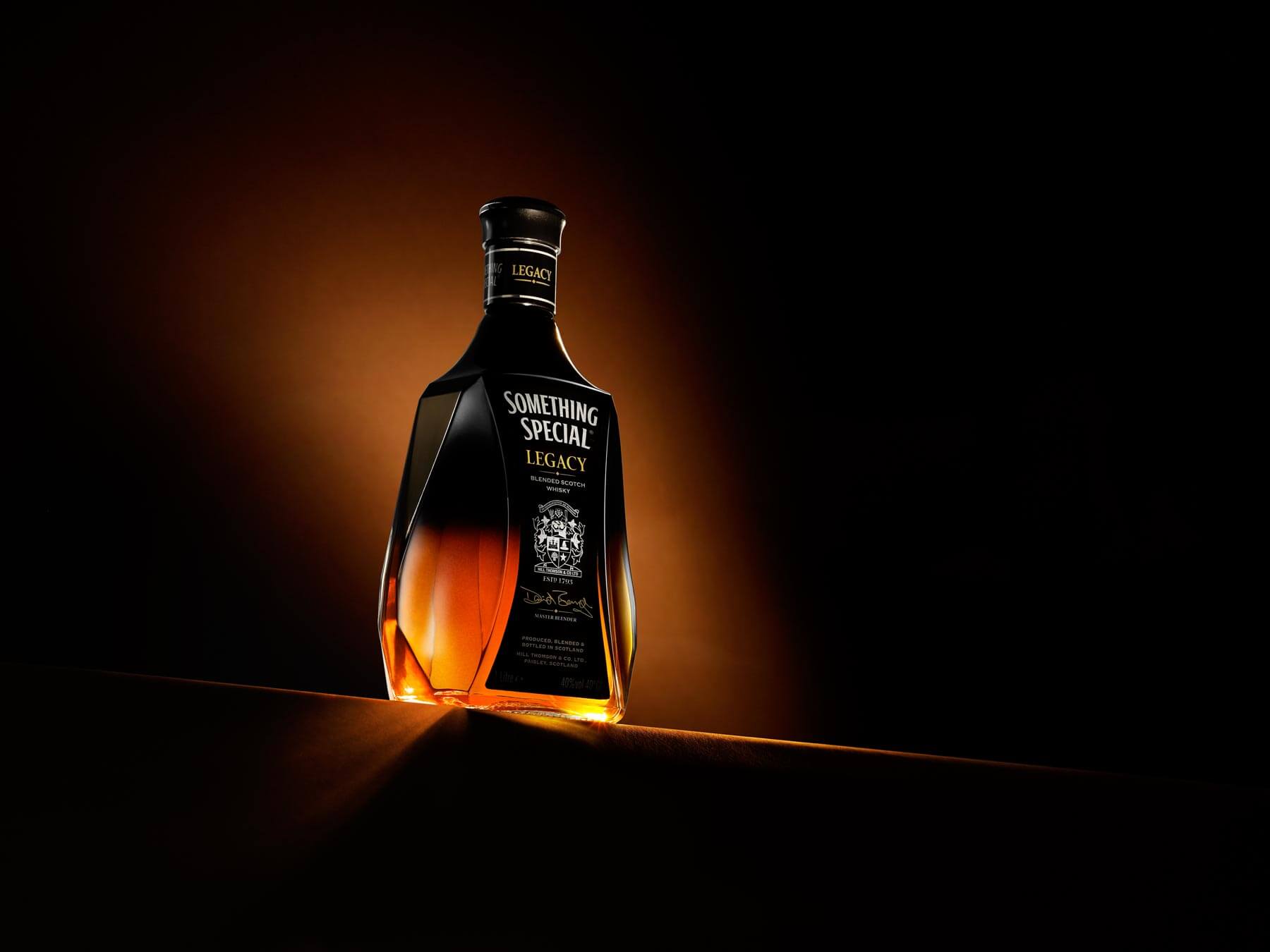 Something Special Legacy whisky bottle photography created in London studio by drinks photographer Warren Ryley