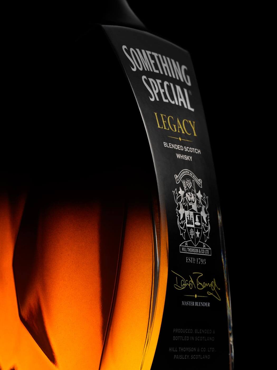 Something Special Legacy whisky bottle photography created in London studio by drinks photographer Warren Ryley