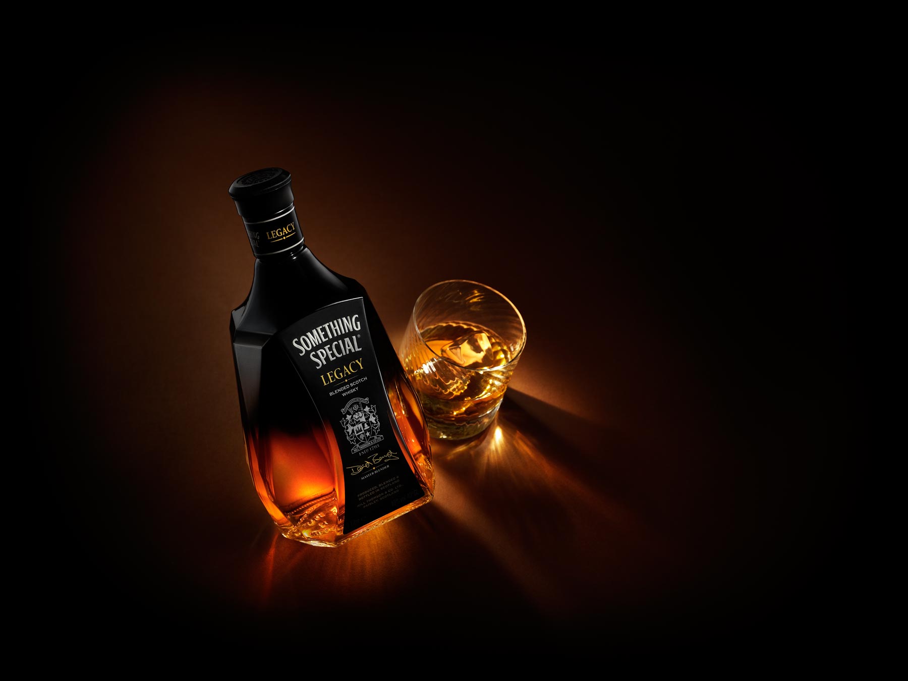 Something Special Legacy whisky bottle photography created in London studio by drinks photographer Warren Ryley