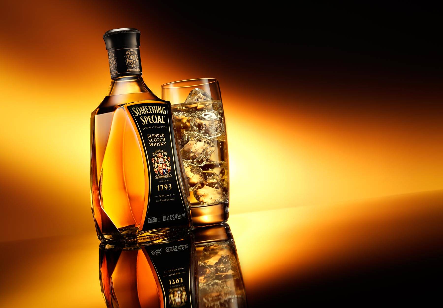 Something Special whisky bottle and serve advertising photography created in London studio by drinks photographer Warren Ryley