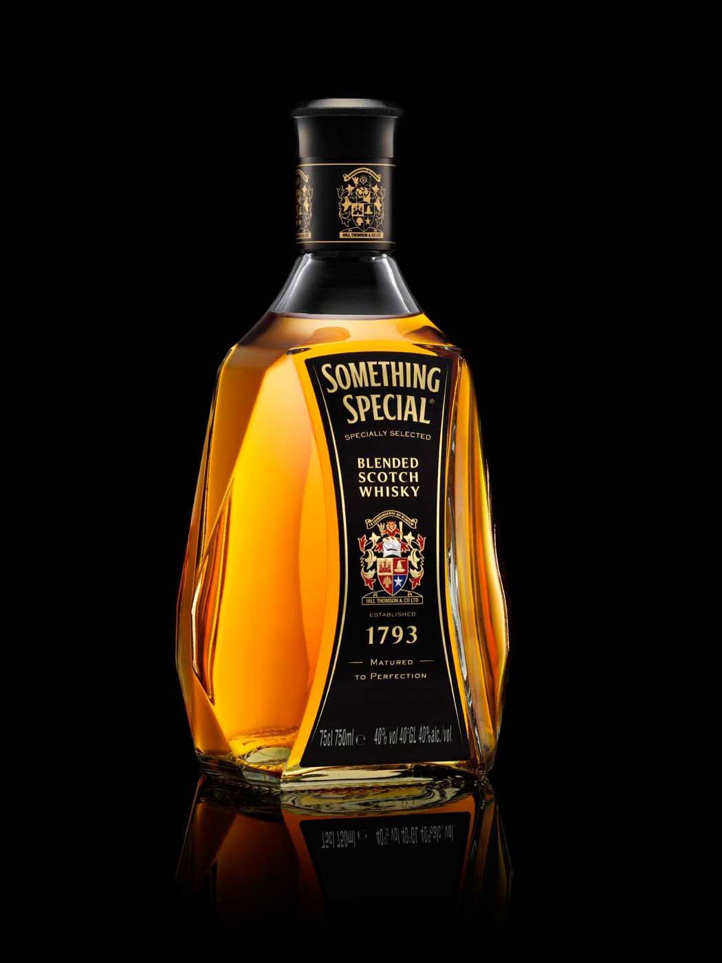 Product studio photography of Something Special Whisky bottle in London studio