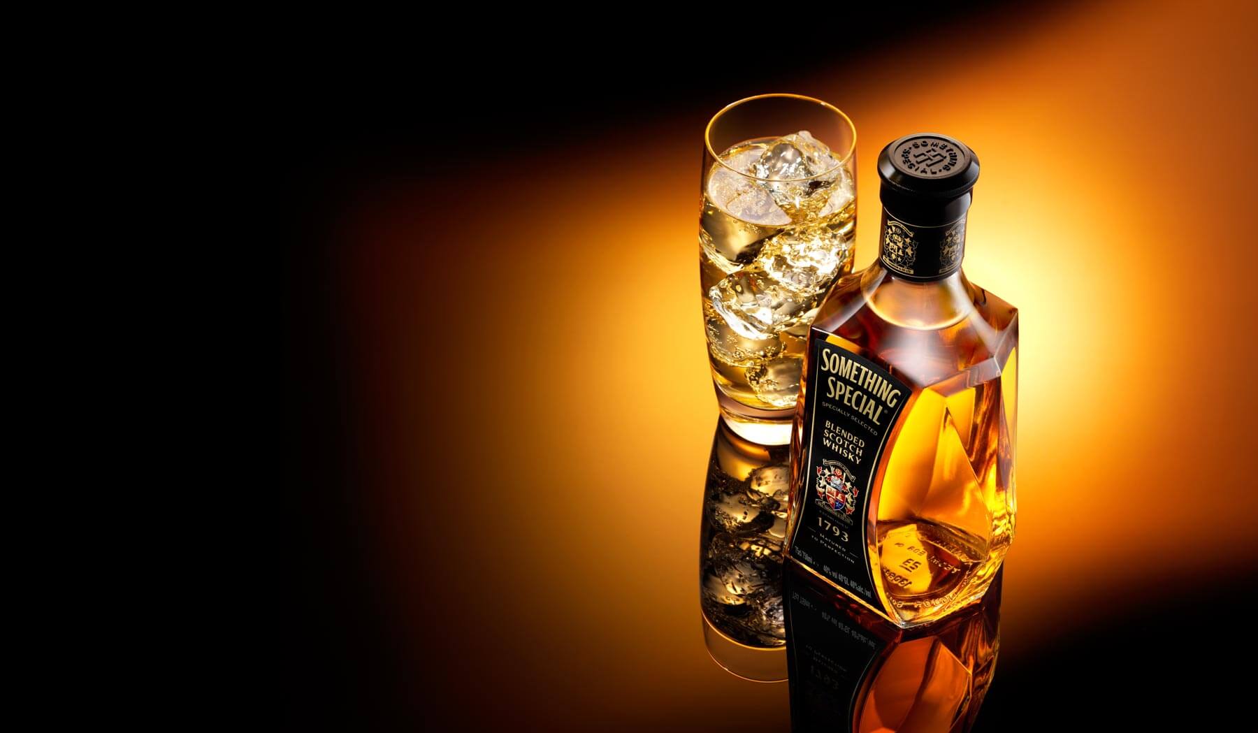 Something Special whisky bottle and serve advertising photography created in London studio by drinks photographer Warren Ryley