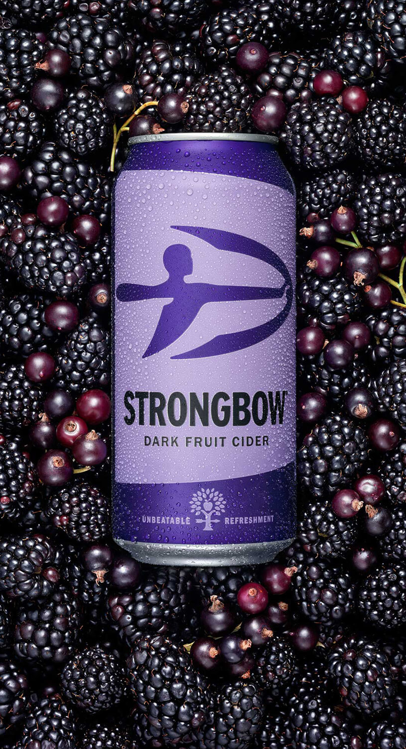 Strongbow Dark Fruit cider can creative photography by London drinks photographer Warren Ryley