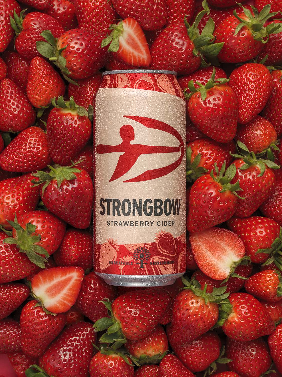 Strongbow Strawberry cider creative advertising photography by London drinks photographer Warren Ryley
