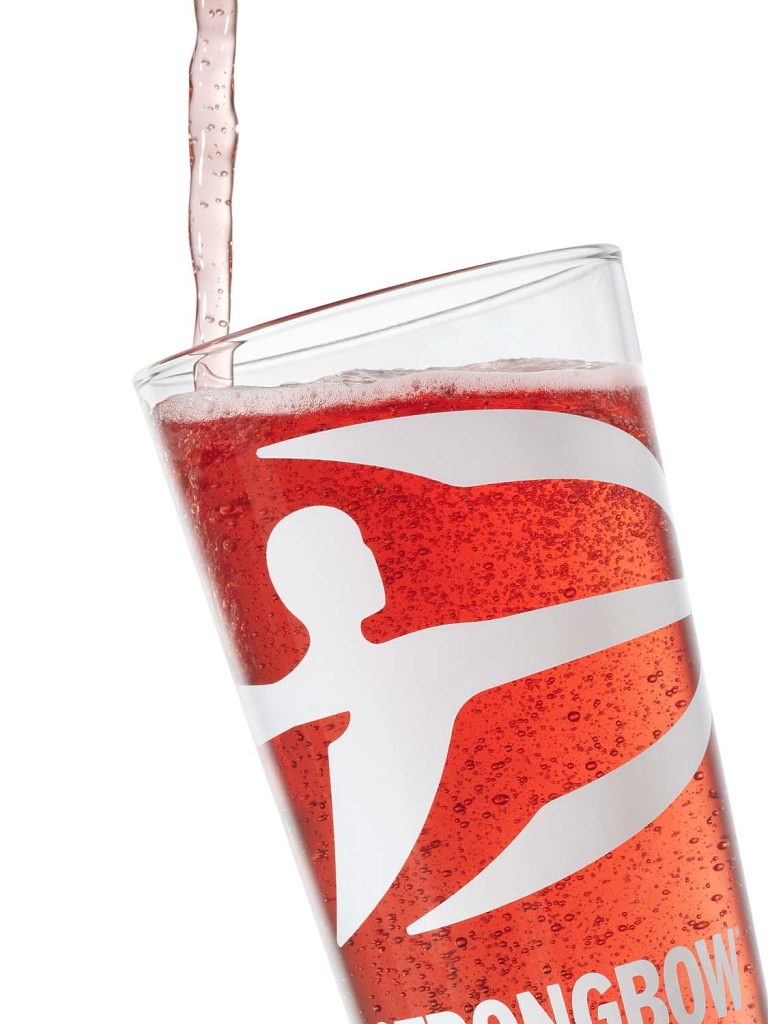 Strongbow Strawberry cider pint pour by London drinks photographer Warren Ryley