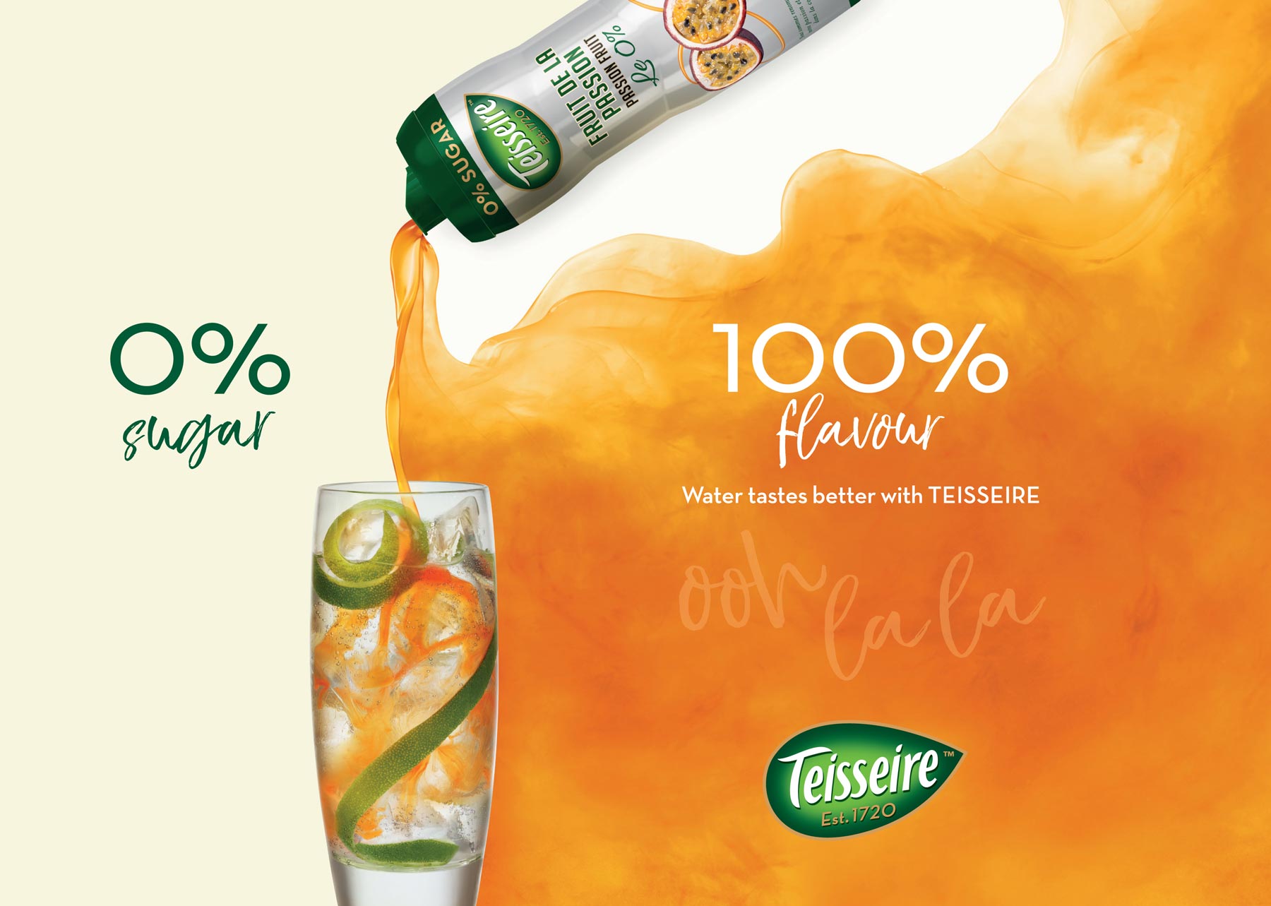 Soft drinks studio advertising photography for Teisseire