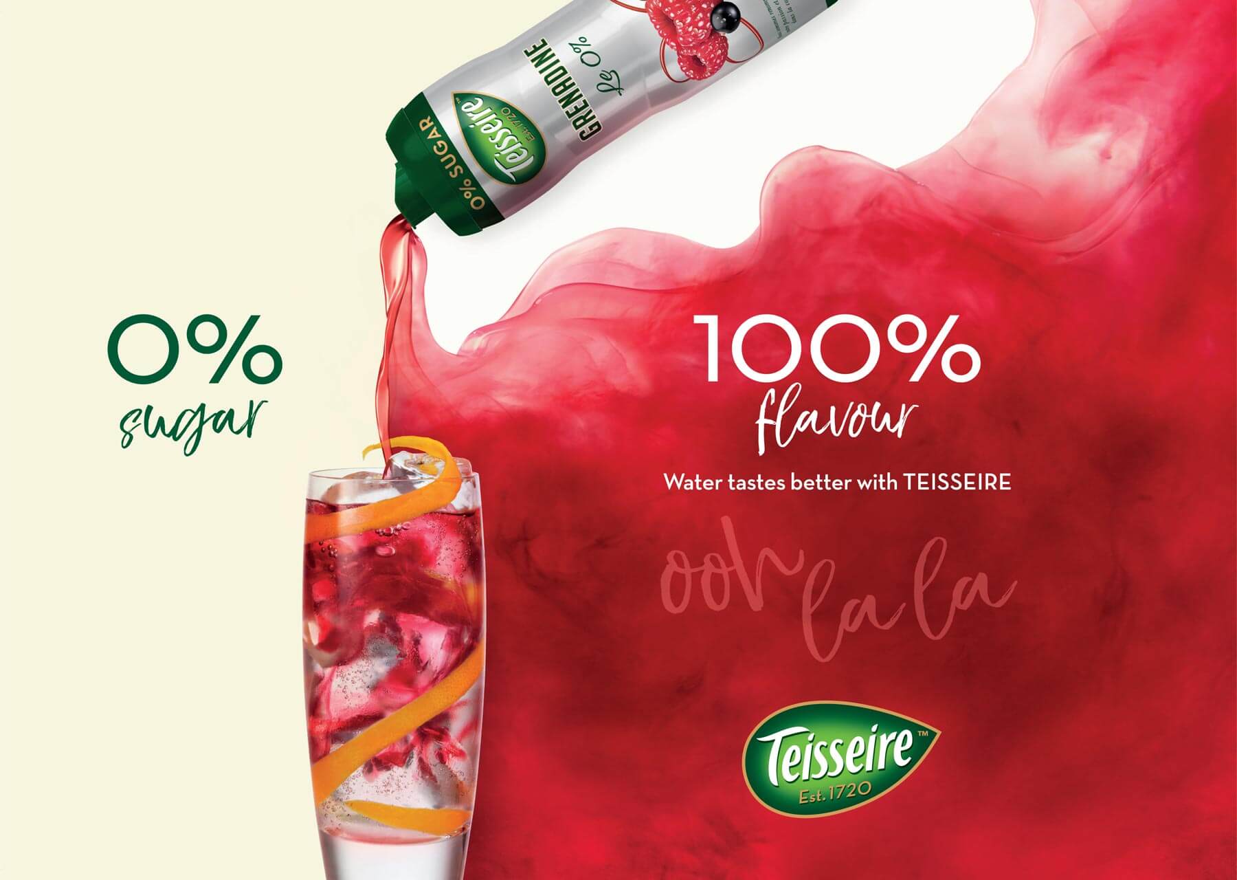 Soft drinks studio advertising photography for Teisseire